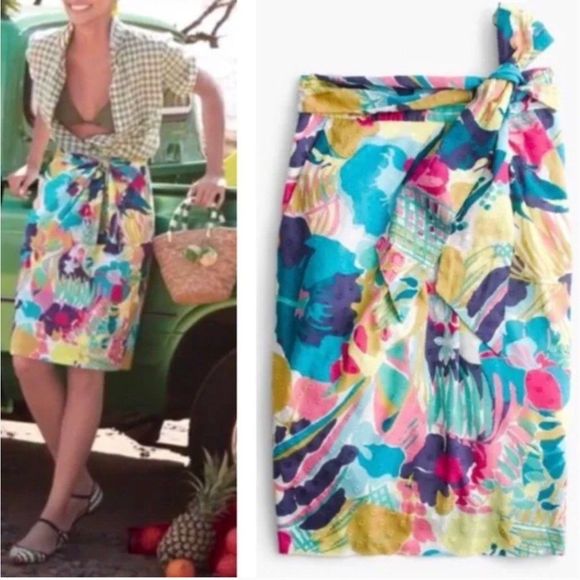 NWOT J.Crew Vibrant Floral Tie Waist Skirt - Picture 11 of 13